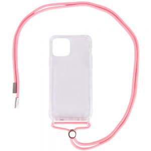 Чехол Crossbody Transparent со шнурком для Iphone 11 Pro Max – Розовый