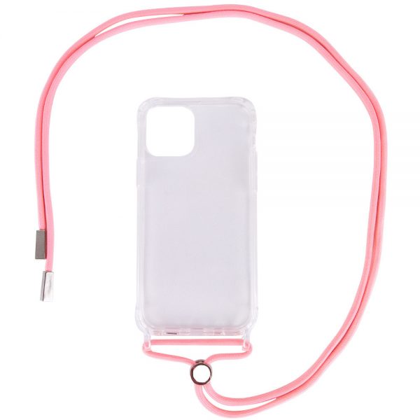 Чохол Crossbody Transparent зі шнурком для Iphone 11 Pro Max Рожевий