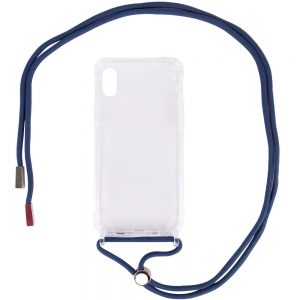 Чехол Crossbody Transparent со шнурком для Iphone XR – Синий