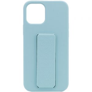 Чехол Silicone Case Hand Holder с микрофиброй для Iphone 12 Pro / 12 – Бирюзовый / Ice Blue