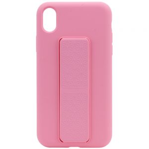 Чехол Silicone Case Hand Holder с микрофиброй для Iphone XS Max – Розовый / Pink