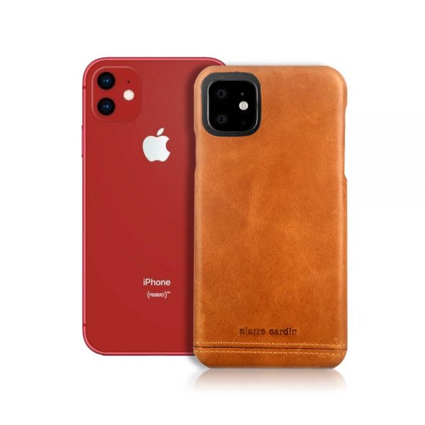 Чохол з натуральної шкіри Pierre CarDin для Iphone 11 Світло-коричневий
