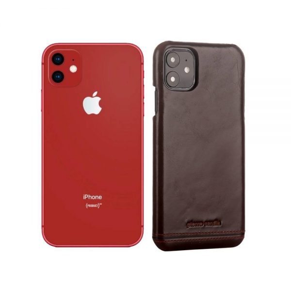 Чохол з натуральної шкіри Pierre CarDin для Iphone 11 Темно-коричневий