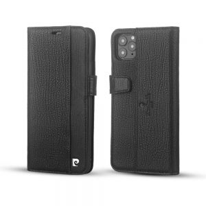 Чохол-книжка з натуральної шкіри Pierre CarDin для Iphone 11 Pro Max Чорний