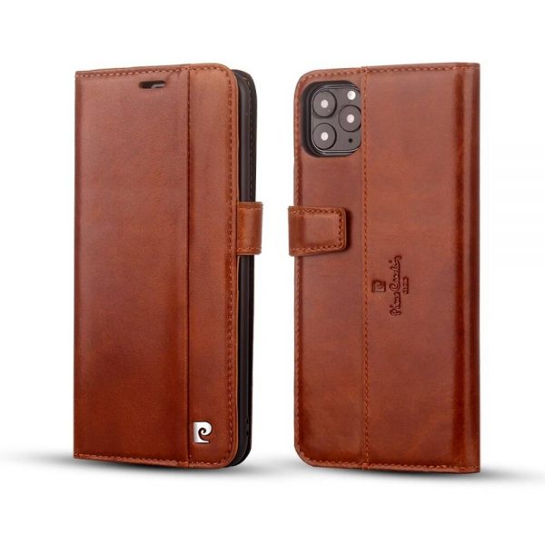Чохол-книжка з натуральної шкіри Pierre CarDin для Iphone 11 Pro Max Темно-коричневий