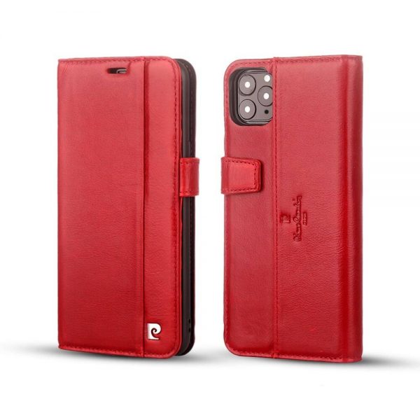 Чохол-книжка з натуральної шкіри Pierre CarDin для Iphone 11 Pro Max Червоний