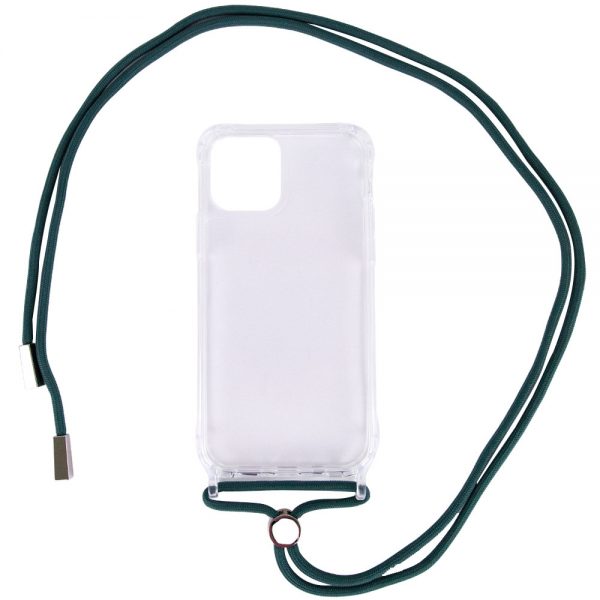 Чохол Crossbody Transparent зі шнурком для Iphone 12 Pro Max Зелений / Forest green