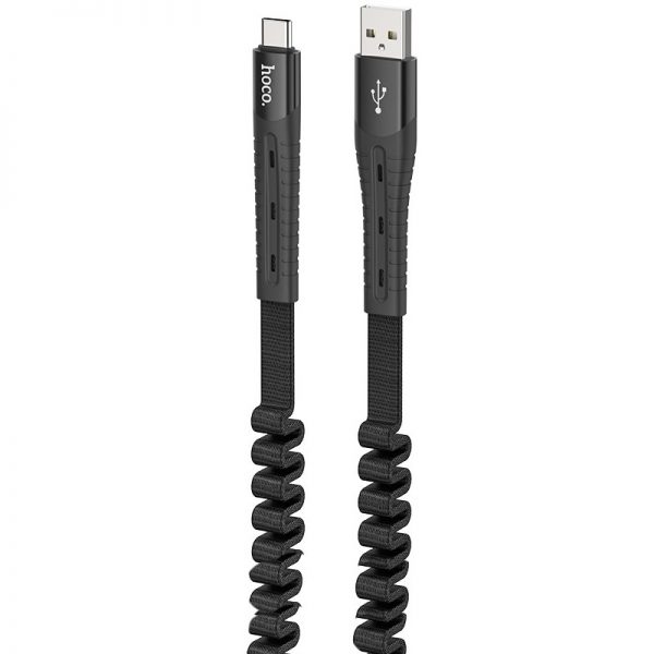 Кабель Hoco U78 Cotton treasure elastic USB – Type-C 2.4A 1.2м Black