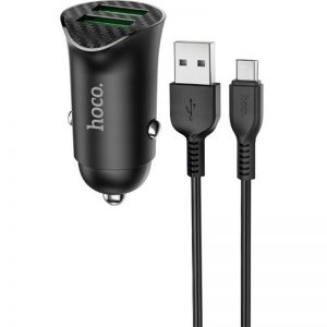 Автомобильное зарядное устройство Hoco Z39 + Quick Charge 3.0 + USB Cable MicroUSB (2USB / 18W) – Black
