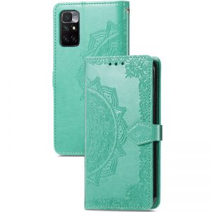 Кожаный чехол-книжка Art Case с визитницей для Xiaomi Redmi 10 – Бирюзовый