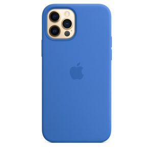 Оригинальный чехол Silicone Cover 360 с микрофиброй для Iphone 12 Pro Max – Синий / Capri Blue