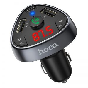 Автомобильное зарядное устройство + FM модулятор Hoco E51 Quick Charge 4.0 ( 2USB + Type-C / 18W) – Black