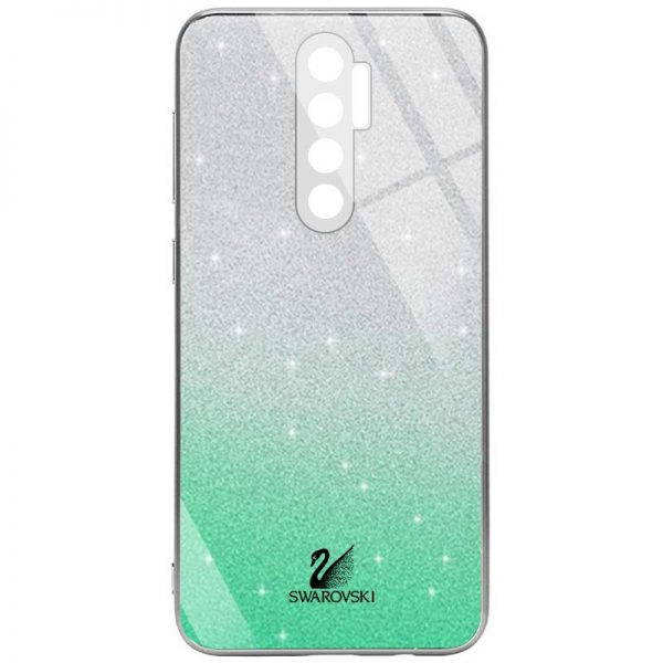 Чехол с блестками Swarovski TPU+Glass для Xiaomi Redmi 9 – Бирюзовый