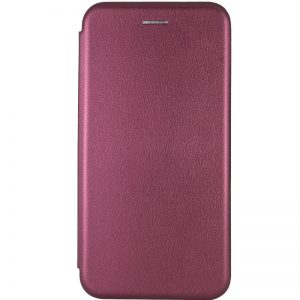 Кожаный чехол-книжка 360 с визитницей для Samsung Galaxy A03s – Бордовый