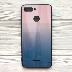 TPU+Glass чехол Gradient Aurora с градиентом для Xiaomi Pocophone F1 – Розовый / Голубой