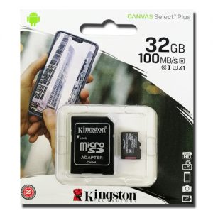 Карта памяти Kingston Micro SDHC (UHS-1) Kingston Canvas Select Plus 32GB Class 10 A1 (R-100 MB/s) + Adapter SD – Black