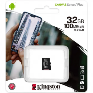 Карта памяти Kingston Micro SDHC (UHS-1) Kingston Canvas Select Plus 32GB Class 10 A1 (R-100 MB/s) – Black
