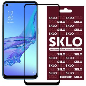 Защитное стекло 3D / 5D Premium SKLO Full Glue на весь экран для Oppo A74 – Black