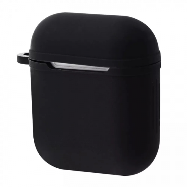 Чехол для наушников Silicone Shock-proof case + карабин для Apple Airpods 1 / 2 – Black