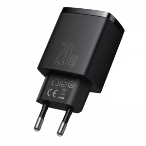 Сетевое зарядное устройство Baseus Compact Quick Charger 20W QC+ PD (1Type-C + 1USB) – Black