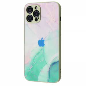 TPU+Glass чехол Marble Clouds с мраморным узором для Iphone 12 Pro Max – Green