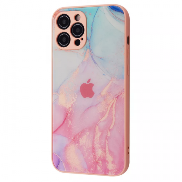 TPU+Glass чехол Marble Clouds с мраморным узором для Iphone 12 Pro Max – Pink / Blue