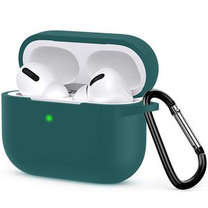 Чехол для наушников Silicone Shock-proof case + карабин для Apple Airpods 3 – Dark Green