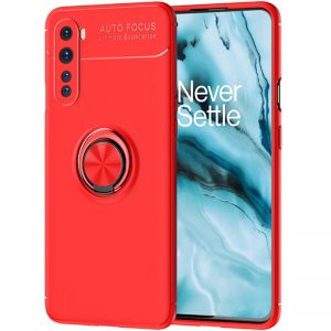Cиликоновый чехол Deen ColorRing с креплением под магнитный держатель для OnePlus Nord – Красный