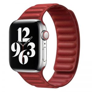 Кожаный ремешок Leather Link для Apple Watch 38 mm / 40 mm / SE 40 mm / 41 mm – Красный / Red