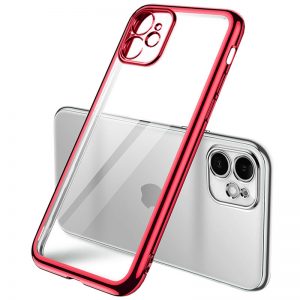Прозрачный силиконовый чехол с глянцевой окантовкой Full Camera для Iphone 11 – Красный