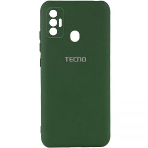 Оригинальный чехол Silicone Cover My Color (A) с микрофиброй и защитой камеры для TECNO Spark 7 Зеленый / Dark green