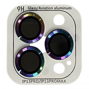 Защитное стекло Metal Classic на камеру для iPhone 13 mini / 13 – Сиреневый / Rainbow