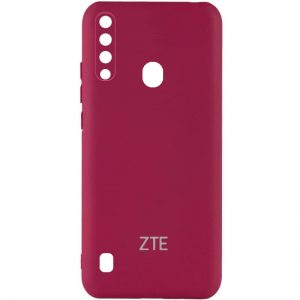 Оригинальный чехол Silicone Cover My Color (A) с микрофиброй и защитой камеры для ZTE Blade A7 Fingerprint (2020) – Бордовый / Marsala