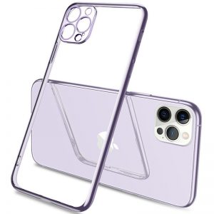 Прозрачный силиконовый чехол с глянцевой окантовкой Full Camera для Iphone 13 Pro Max – Сиреневый
