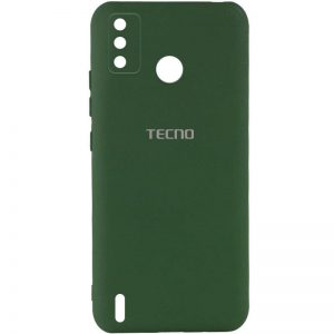 Оригинальный чехол Silicone Cover My Color (A) с микрофиброй и защитой камеры для TECNO Spark 6 Go Зеленый / Dark green