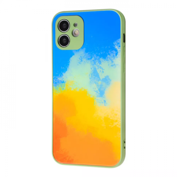 Чохол TPU+Glass Bright NoLogo для Iphone 12 Blue / yellow