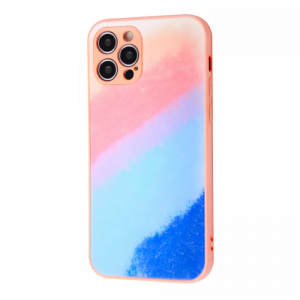 TPU+Glass чехол Bright Colors Case Without Logo для Iphone 12 Pro – Pink / Blue