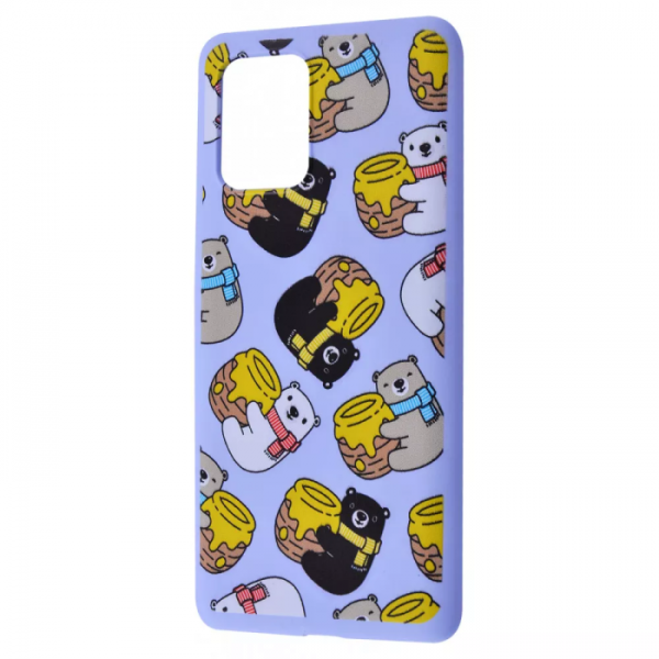 TPU чехол WAVE Fancy Case для Samsung Galaxy S10 Lite – Bears with a barrel of honey / light purple