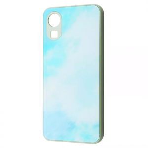 TPU+Glass чехол Marble Clouds с мраморным узором для Samsung Galaxy A03 Core – Turquoise