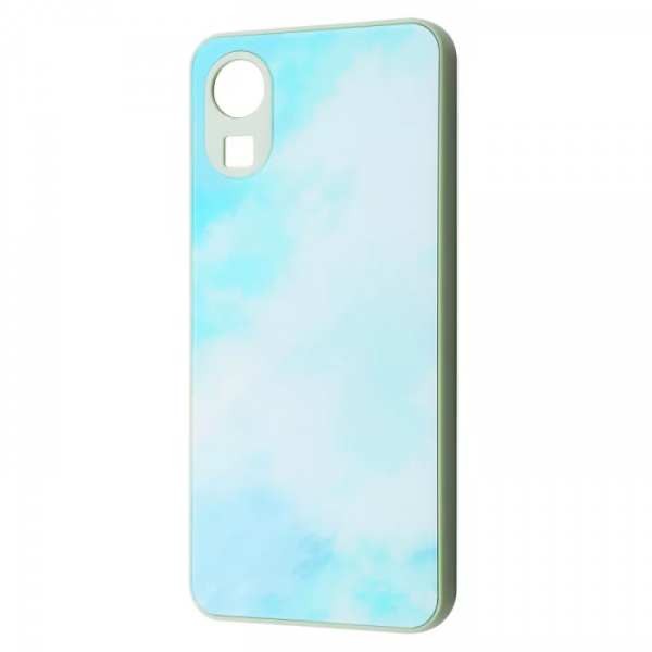 TPU+Glass чехол Marble Clouds с мраморным узором для Samsung Galaxy A03 Core – Turquoise