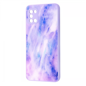 TPU+Glass чехол Marble Clouds с мраморным узором для Samsung Galaxy S21 FE – Purple
