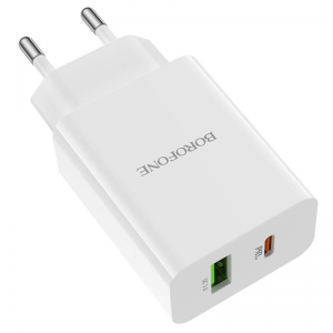 Сетевое зарядное устройство Borofone BA56A Lavida PD20W / QC3.0 (USB+Type-C) – White