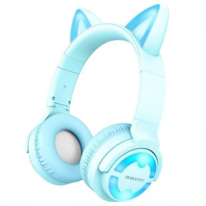 Беспроводные наушники BOROFONE BO15 Cat ear – Голубой