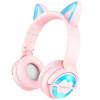 Беспроводные наушники BOROFONE BO15 Cat ear – Розовый