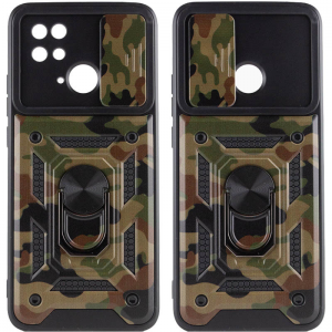 Ударопрочный чехол Camshield Serge Ring Camo со шторкой для камеры для Xiaomi Redmi 10C / Poco C40 – Коричневый / Army Brown