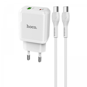 Сетевое зарядное устройство Hoco N5 Favor 20W PD+Quick Charge 3.0 + кабель Type-C to Type-C – White