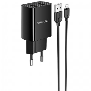 Сетевое зарядное устройство Borofone BA53A Powerway + Lightning (2USB / 2.1A) – Black