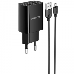 Сетевое зарядное устройство Borofone BA53A Powerway + MicroUSB (2USB / 2.1A) – Black