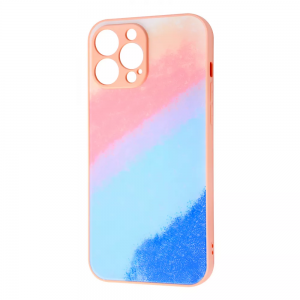 TPU+Glass чехол Bright Colors Case Without Logo для Iphone 13 Pro Max – Pink / Blue