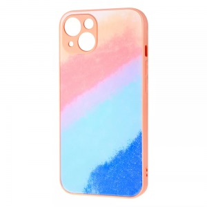 TPU+Glass чехол Bright Colors Case Without Logo для Iphone 13 – Pink / Blue